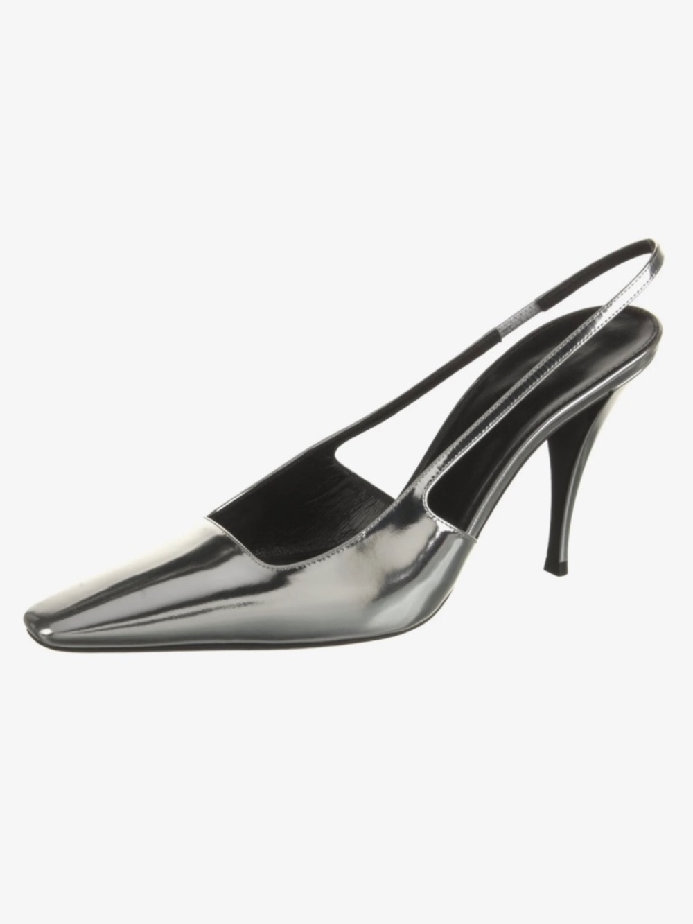 Saint Laurent Patent Leather Slingback Pumps — Metallic & Silver